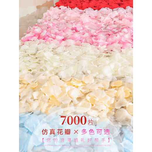 Magic Bean Shenghuo Chinese Valentine's Day White Simulated Rose Petals Wedding Decoration Wedding Hand Sprinkled Petals Confession Proposal Romantic Wedding Room Decoration Sky Blue 6 Pack (600 Pieces)