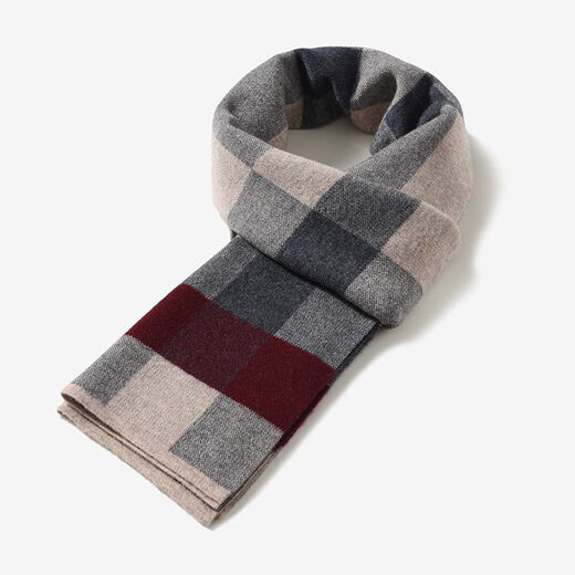 Ordos cashmere men's scarf winter thickened plaid scarf birthday gift cashmere scarf gift box camel