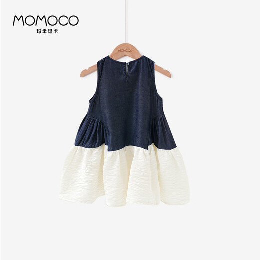 
Mamimaca MOMOCO girls summer dress girls dress summer splicing design dress Navy blue 105