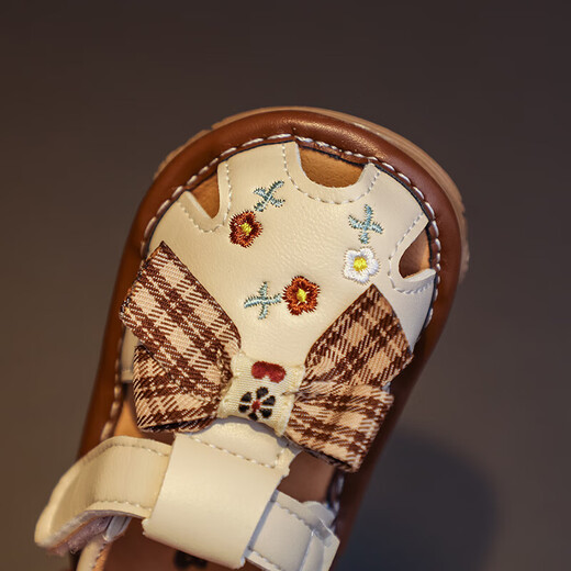 Pdmcms baby sandals girls cute princess shoes Baotou baby screaming shoes baby shoes children toddler shoes off-white 16 inner length 11.5cm