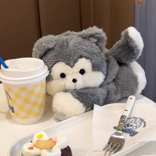 Huaji (HUAJI) cute puppy penguin cute lying bag plush messenger bag girl backpack doll doll cartoon backpack husky messenger bag