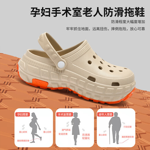 Chaussures de trou d'opération antidérapant Anshangfen Anti-Slip pour les hommes en été portez des sandales anti-odor EVA à semelles épaisses pour les femmes pour les femmes. Khaki [Honeycomb Anti-slip, position à long terme sans fatigue] 42-43 adaptée à 41-42 (longueur intérieure 260 mm)