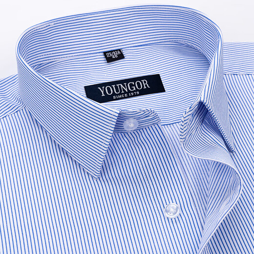 
Yager short-sleeved shirt for men 2025 new middle-aged casual high-end ironing pure cotton striped casual white shirt orchid DX6623 38
