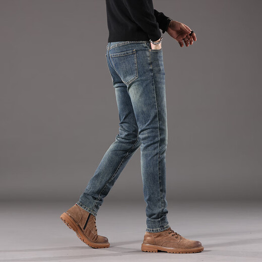 Lee Dprre Jeans Men's Deal Brand Retro Slim Summer Nuevo pantalones de hombres delgados heterosexuales Pantalones de verano HFL867 HFL867 NEGRO GRIS [Pantalones de corona] 28 [90-100Jin [Jin equivale a 0.5 kg]]