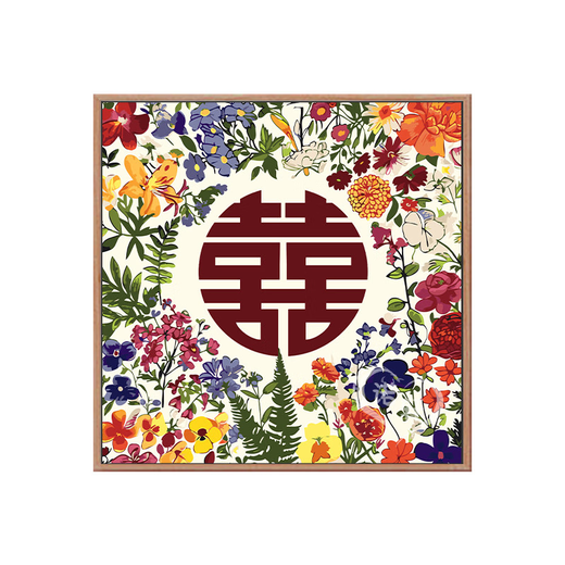 
Sanqi Tiger wedding words digital oil painting DIY hand-colored acrylic oil painting Send friends wedding gift wedding room nx13576 20x20cm tight solid wood inner frame Environmentally friendly highlight pigment + eye protection oil canvas + brush set + accessories