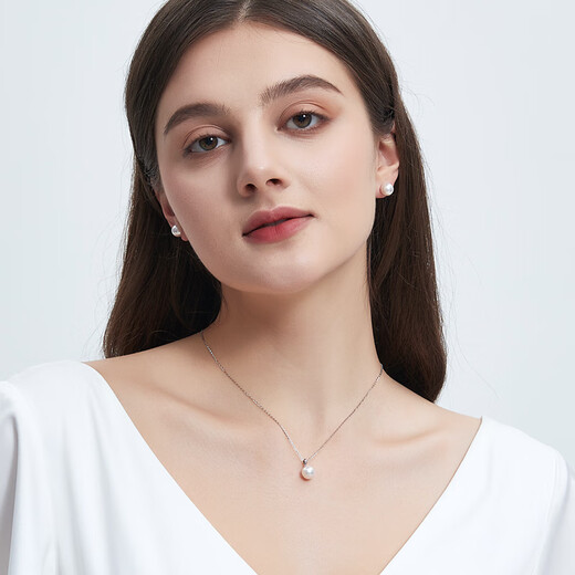 Duyi Thickened 18K Gold Mirrored Aurora Seawater Akoya Pearl Pendant Single Classic Versatile Necklace Gift Yellow 18K Gold Holder Aurora 8-8.5mm (Specially Selected Heavenly Girl Pearlescent)