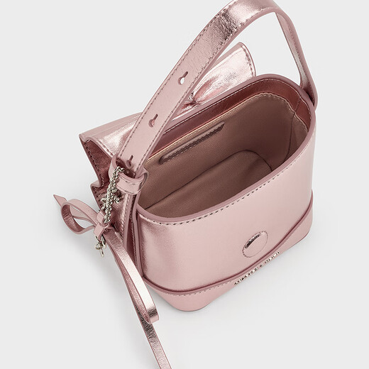 
CHARLES/KEITH25 autumn new product retro pleated bow mini handheld crossbody bag CK6-40151554 Aura Pink Aurora Powder XXS