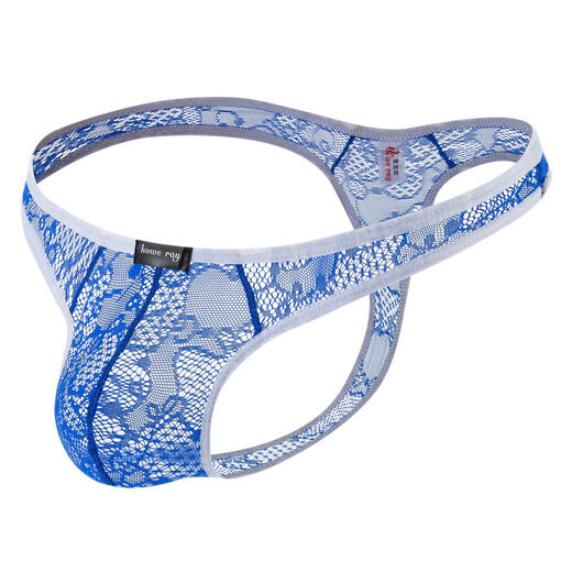 Mozilan men's underwear translucent sexy t-pants lace thong sexy low-waist U convex bag briefs briefs white XL