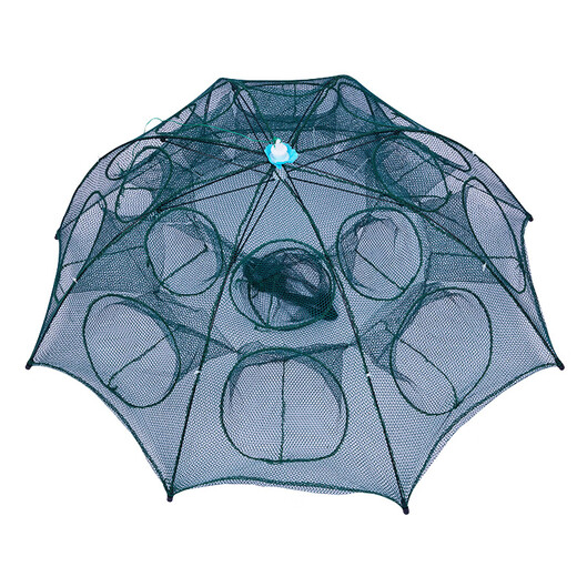 Gu Daoxiang folding umbrella cage fishing net fishing cage shrimp cage fishing cage shrimp cage fishing net fishing net cage shrimp cage shrimp net folding fishing umbrella net umbrella cage 6 into the hole (free four-piece set)
