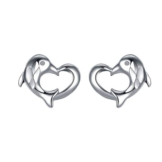 RHM platinum dolphin love earrings for women platinum heart-shaped niche high-end earrings birthday and Valentine's Day gift for girlfriend Platinum dolphin love earrings + certificate + gift box