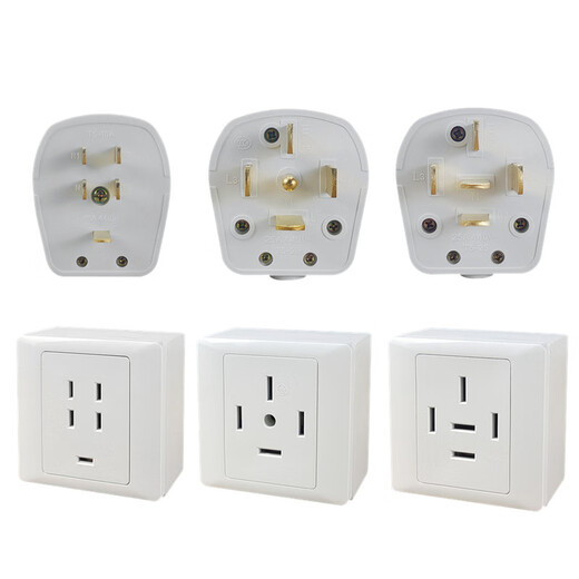 Type 86 three-phase five-hole air conditioner exposed socket, five-wire 16A/25A/32A/40A industrial power plug 380V 32A plug and socket with exposed box (medium flat) set