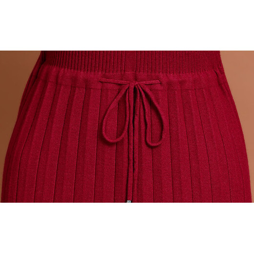 TJQ ​​Luxury High-End-Marke Strickkleid für Frauen 2025 Herbst neuer Stil Slim Temperament Langarm modischer Rock rot m