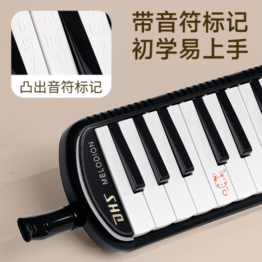Qimei Klassenzimmer Musikinstrument 37 Key DHS Oral Organ Blau Oxford Stoffpack mit Blasrohrmündungsmaterial
