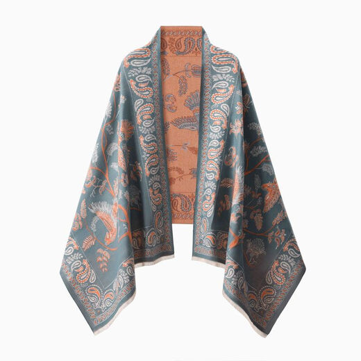 Shanghai story air-conditioned room shawl for women with external scarf high-end Chinese style summer thin office warm blanket Coconut grind khaki 190*65cm [with long beard]