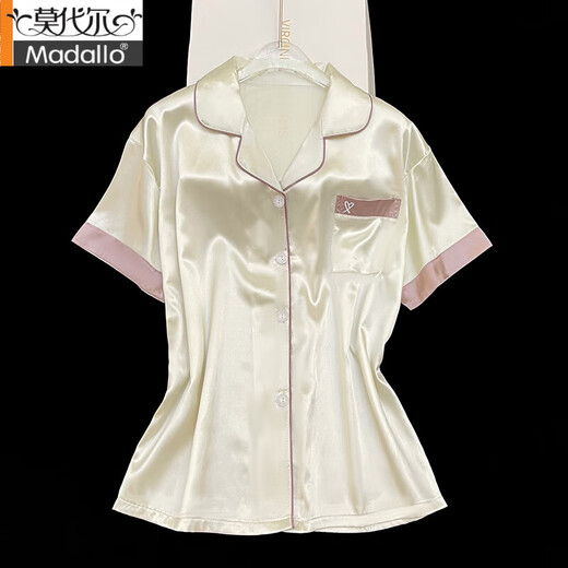 Modal 2025 Nuevo pijama de seda de hielo para mujeres seda delgada de verano de manga corta para ropa de ropa para el hogar portátil al aire libre primavera y verano FS_9201# Cardigan doble mascota corta gato m