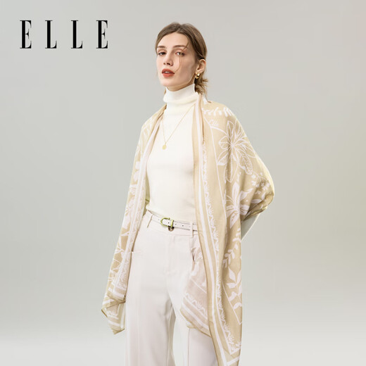 
ELLE scarf for women in autumn and winter new printed shawl for mothers and elders holiday gifts warm and fashionable modal khaki