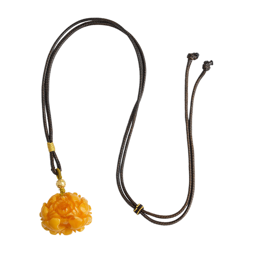 Potala Palace beeswax carved pendant for men and women 925 silver six-character mantra bead Tibetan amber necklace birthday gift beeswax carved pendant