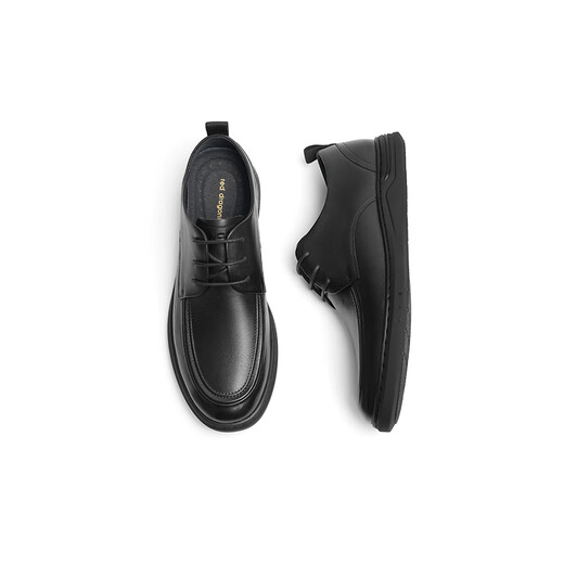 HQTING Red Dragonfly Men's Leather Shoes Summer New Business Casual Мужская обувь мягкая подошва для ботинки для ботинки среднего возраста черные (одиночные туфли) _WTA15052 38