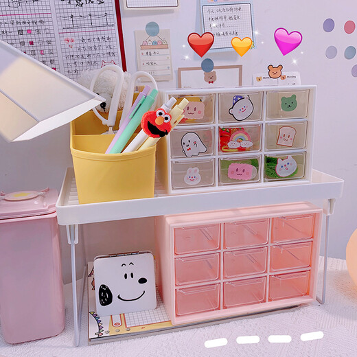 Liu Ken ins girl Jiugongge dust-proof drawer storage box desktop stationery jewelry storage box hand account cosmetics storage 1# white storage box