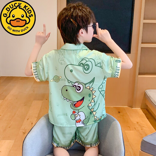 HARROW Little Duck Children's Pyjamas's Boys Boys Summer Ice Silk Thin Short Suite à manches Summer Médium Summer et Big Boys Cartoon à la mode Vêtements à domicile Ice Silk Slee à manches courtes G6624 # White Kuromi 170 Taille 16 [Hauteur suggéré 140-150 cm]