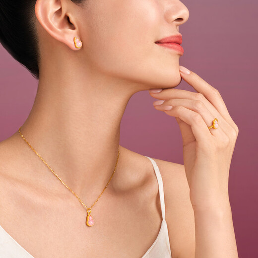 Chow Tai Fook SOINLOVE Honey Pink Gold Ten Miles Red Makeup Fulu Gourd Gold Pure Gold Ring VR1645 No. 13