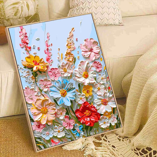三栖虎繁花似锦diy数字油画填充涂色丙烯手绘感油彩画 客厅装饰挂画 nx12604 60*80cm绷好实木内框+外框免安