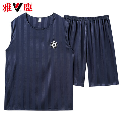 雅鹿轻奢睡衣男款背心无袖短裤两件套装夏天薄款冰丝凉感速干球服大码 【冰丝无袖套装】 Q9905 L 男【100-125斤】