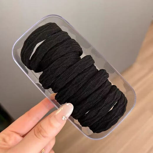 Jay Weiyi high ponytail hair rope for women, high elasticity, durable rubber band, high-end hair tie for children and adults, hair tie boxed hair accessories BH-FQ199 black box