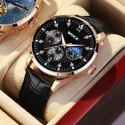 Genuine men's watch, high-end casual quartz watch, simple temperament, men's watch strap, high-looking Roman fashion watch, black sports model