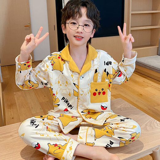 Ultraman coton pur en pyjamas garçons printemps et automne 2025 Nouveau costume de cardigan à manches longues CARTOONES MAISONS Vêtements d'automne Trend Open Cardigan Suit-3032 astronaute 115 taille 10 Hauteur 110-115cm / poids 30-