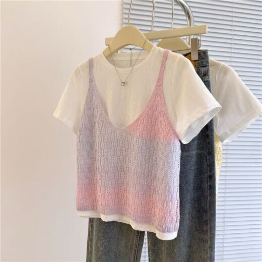 Kuzhang 2025 Dopamine Simtited Starsing con un conjunto de dos piezas de dos piezas de manga corta 2025 Summer New Fashion Fashion Camiseta E854# XL Recomendado 120-140Jin [Jin equivale a 0.5 kg]