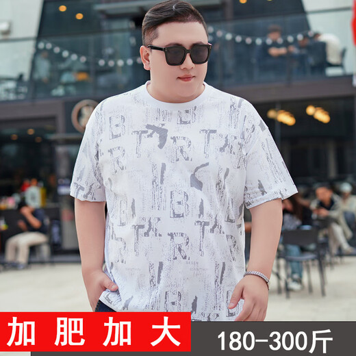 
ROMON (ROMON) plus fat plus size fat cotton T-shirt summer clothes for men short-sleeved round neck print loose big belly fat man men's clothing trend 9922 gray 3XL 185 (180-200Jin [Jin equals 0.5 kg])