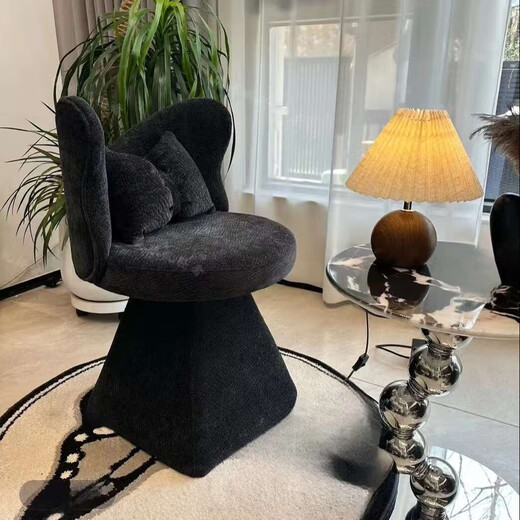 Tangke dressing table stool light luxury high-end designer butterfly chair rotatable girls bedroom cloakroom French makeup chair butterfly chair starry sky black rotatable