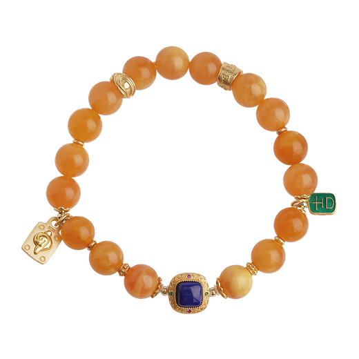 Potala Palace beeswax lapis lazuli bracelet for men and women with pearl 925 silver tag amber bracelet birthday gift for boyfriend