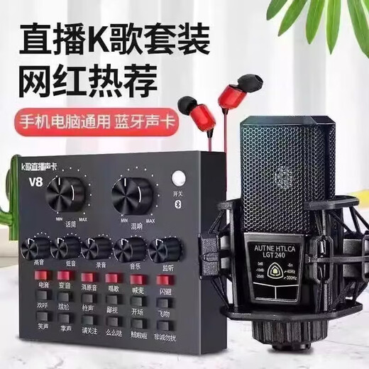 2025 New V8 Sound Card Set ASIO High-Performance Driver Recording Anchor Equipment Mobile Phone Kuaishou Douyin Singing Microphone Full Set K Song Shout Microphone Outdoor V8 Sound Card + Handheld E300 Microphone Set Recommended
