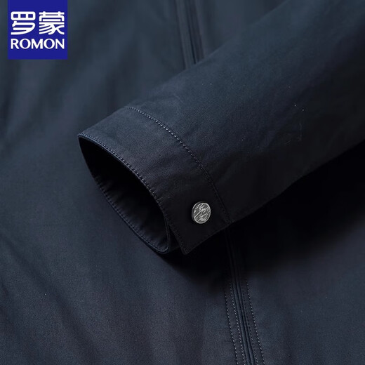 Luo Meng pure cotton jacket men's spring and autumn business casual stand-up collar jacket middle-aged dad high-end executive short top stand-up collar navy blue 100 pure cotton XL /180 recommended 125-140Jin Jin equals 0.5 kg