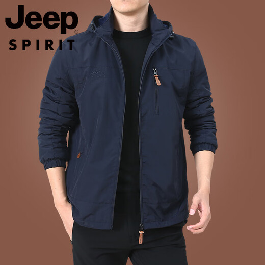 JEEP SPIRIT户外男士外套秋冬季2025新款中年男装秋装上衣服加绒夹克男春秋厚 9898黑色 款 加绒 M