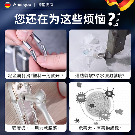 ANERGOO Epoxy Resin AB Glue Fully Transparent Strong Glue Glass Ceramic Metal Plastic Iron Acrylic High and Low Temperature Resistant Transparent Traceless Glue Universal Adhesive 50ml