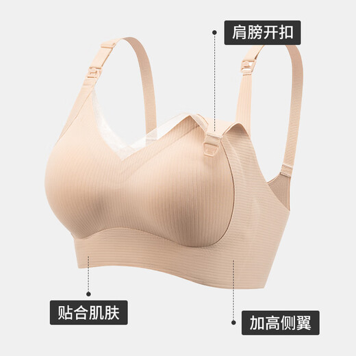 莫代尔内衣孕妇哺乳两用孕期产后喂奶文胸新款夏季提拉无钢圈防下垂胸罩 芥绿色孕哺两用 啵啵条 软支撑 L 推荐80ABC 105-120斤
