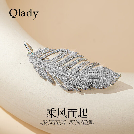 Qlady micro-encrusted diamond feather brooch high-end men's and women's 2025 high-end light luxury corsage suit dress accessories