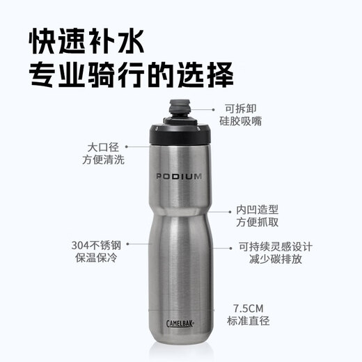 CAMELBAK Bicycle Water Bottle Mountain Sports Water Cup Cycling Outdoor Stainless Steel Titanium Thermos Cup Titanium Color 530ml