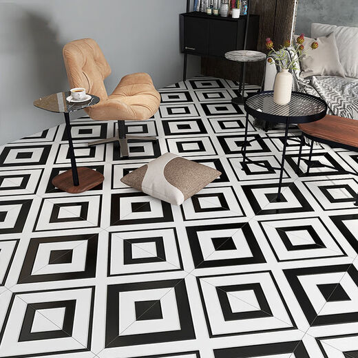 
All-ceramic Nordic 6060 black and white flower tiles restaurant clothing store bathroom anti-slip store wear-resistant floor tiles 6623 600*600
