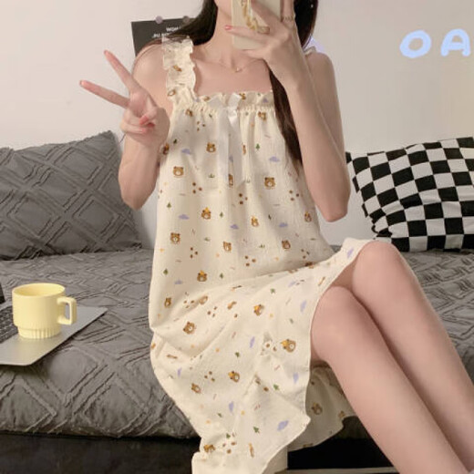 La chemise de nuit de la 20e fille de l'école d'été étudiante Internet célèbre veste robe mignon sweet ins sweet sweet robe pyjamas m 5009 # bear m 160
