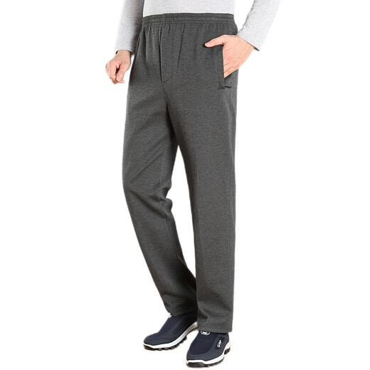 Classic car sports casual pants for men in autumn and winter, middle-aged and elderly loose tight straight pants, spring dad plus fleece pants, dark gray autumn version, 3XL, weight 145-160Jin Jin is equal to 0.5 kg