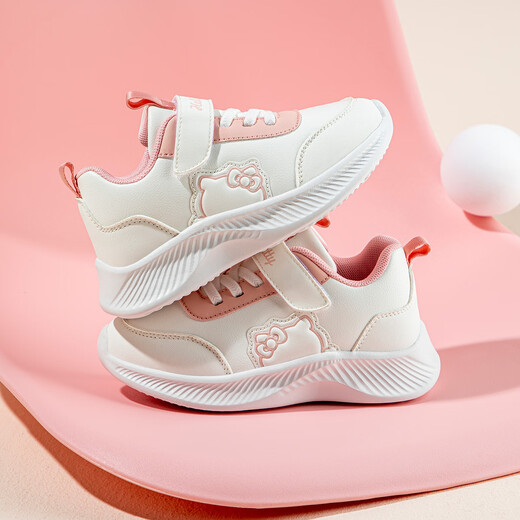HELLOKITTY童鞋女童运动鞋儿童秋季减震跑步鞋女孩轻便休闲小白鞋6913粉白31