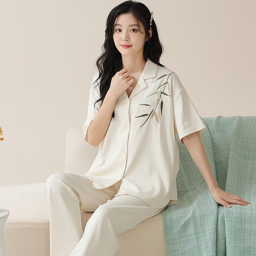 Langsha pyjamas en coton pur pour femmes en été mince pantalon à manches courtes pour mignon été 2025 Nouvelle maison de vêtements 695 femmes l