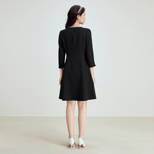 Koradior Herbststil französischer Stil elegantes Temperamentkleid für Frauen, die den sozialen Rock schwarz m pendeln