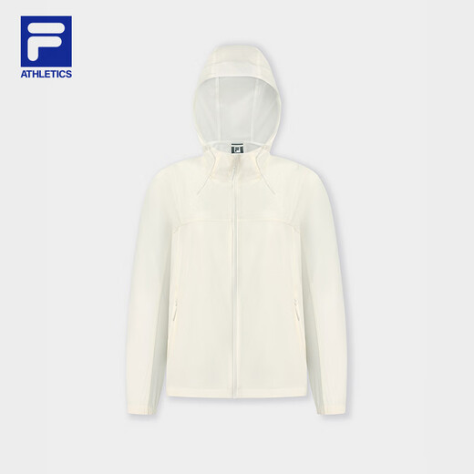 Fila Offizielle Frauenwebende Jacke für Frauen 2025 Herbst Neue Outdoor-Sport losen losen einfache Kapuze-Top-Schnee-Weiß-WT XL 175/92A/XL