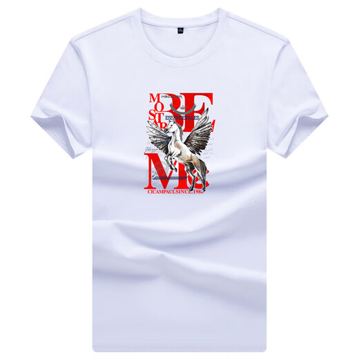 
Soodu Shark brand short-sleeved T-shirt men summer solid color mercerated cotton horse picture print big red [6176#] S _[100120Jin[Jin equals 0.5 kg]]