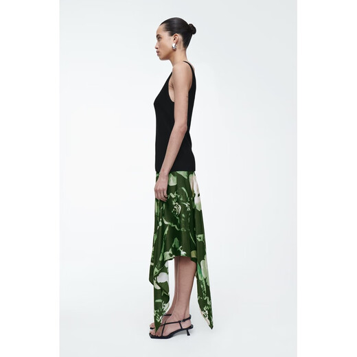 COS Women's Green Viscose Skirt 1222360002 32